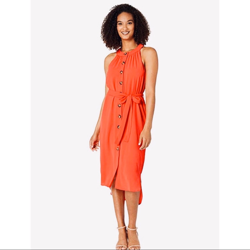 ECI Sleeveless Georgette Hi Lo Dress Button Front
